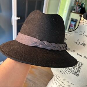 Jessica Simpson  ribbon braid trim wool fedora hat